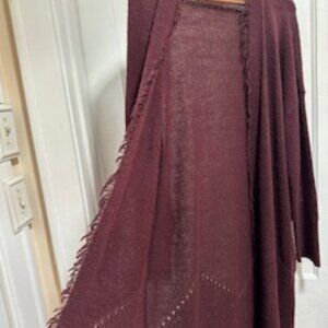 Maroon flowing duster cardigan